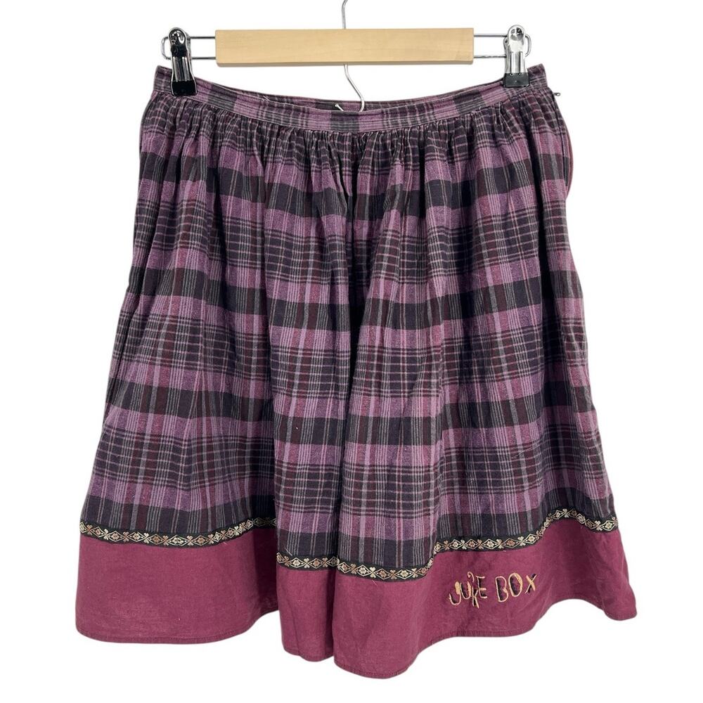 Vintage 90s Grunge Juke Box Flannel Plaid Skirt Large Punk Streetwear